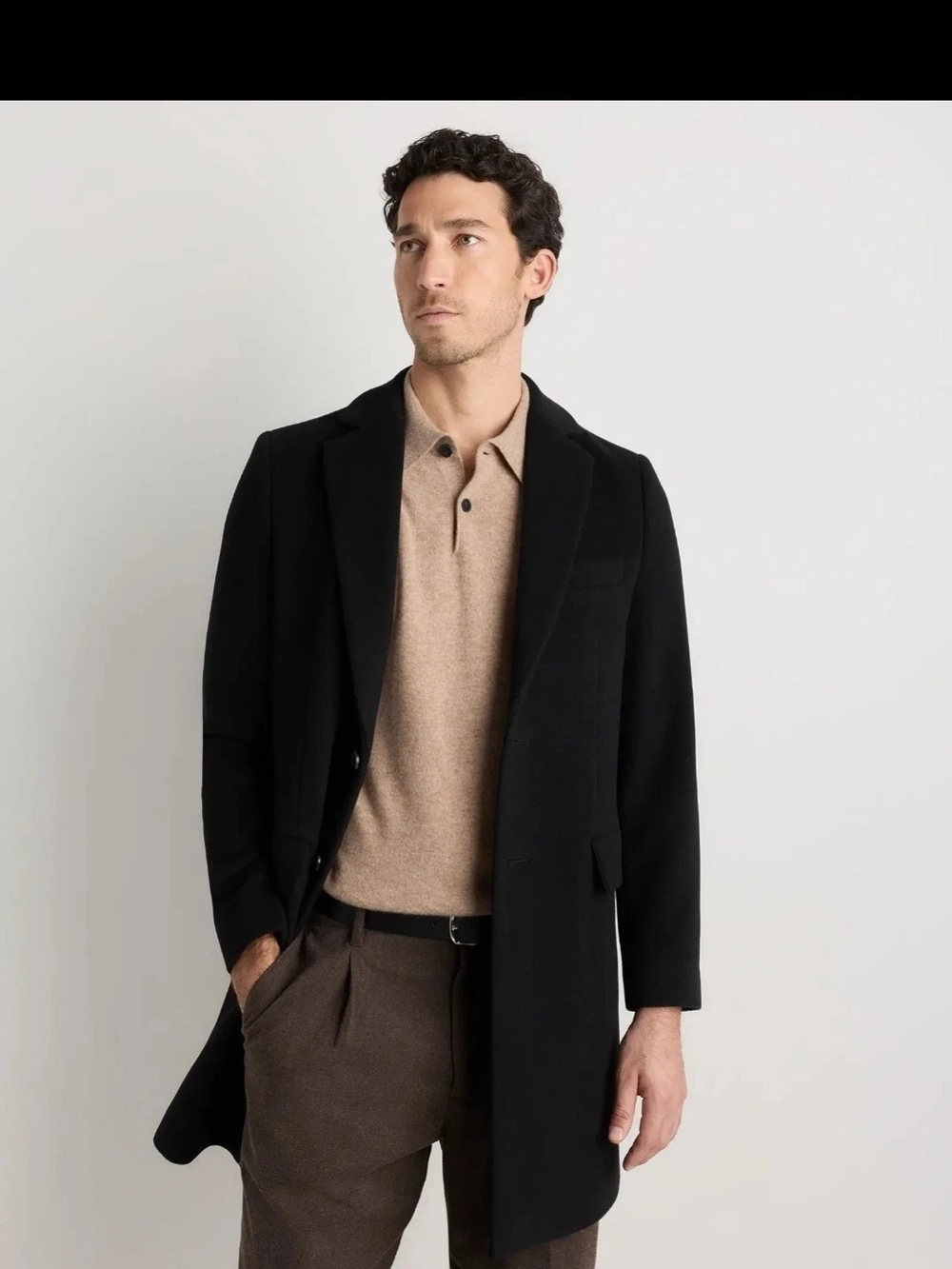 Quince Mens XL Wool Cashmere Overcoat Black, NWT! $280
